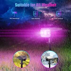 Halogotta 2 Pack Solar Spot Lights Outdoor Color Changing, IP67 Waterproof Outdoor Solar Lights with 18 LEDs, Multicolor Solar Landscape Spotlights for Yard, Garden, Gate, Fence, Pathway, Patio