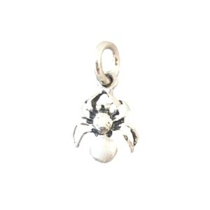 spider .925 sterling silver 3-d charm pendant garden insect bug small scary halloween new in10