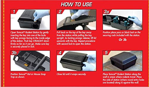 Tomcat Rodent Station, Includes 1 Rodent Station with 4 Bait Securing Rods and 1 Security Key - Fits Rat or Mouse Sized Traps (Baits & Traps Sold Separately) - Use Indoors or Outdoors