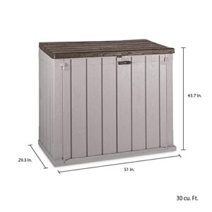 Toomax Stora Way All-Weather Outdoor XL Horizontal 5' x 3' Storage Shed Cabinet for Trash Can, Garden Tools, & Yard Equipment, Taupe Gray/Brown