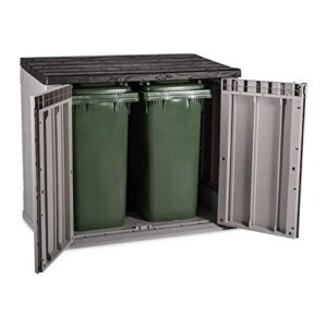 Toomax Stora Way All-Weather Outdoor XL Horizontal 5' x 3' Storage Shed Cabinet for Trash Can, Garden Tools, & Yard Equipment, Taupe Gray/Brown