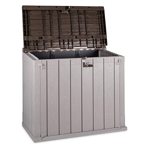 Toomax Stora Way All-Weather Outdoor XL Horizontal 5' x 3' Storage Shed Cabinet for Trash Can, Garden Tools, & Yard Equipment, Taupe Gray/Brown