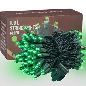 dazzle bright st. patrick’s day string lights, 100 led 33ft waterproof connectable string lights, 120v ul certified christmas decorations for garden yard indoor outdoor (green)