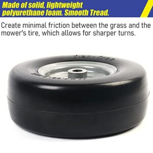 LotFancy 11x4.00-5” Lawn Mower Tire on Wheel, Flat Free, 5/8" or 3/4" Bushings, 3.4"-4"-4.5"-5" Centered Hub, Smooth Tread Tire for Zero Turn Mowers