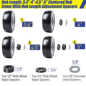 LotFancy 11x4.00-5” Lawn Mower Tire on Wheel, Flat Free, 5/8" or 3/4" Bushings, 3.4"-4"-4.5"-5" Centered Hub, Smooth Tread Tire for Zero Turn Mowers