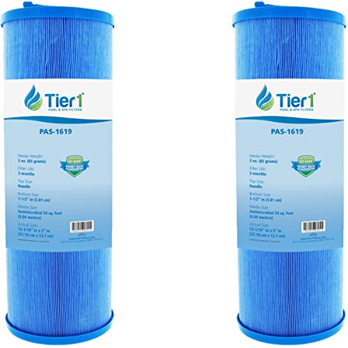 Tier1 Pool & Spa Filter Cartridge 2-pk | Replacement for Pleatco PWW50L-M Waterway 817-4050, Teleweir 50, Unicel 4CH-949, Filbur FC-0172 and More | 50 sq ft Pleated Fabric Filter Media