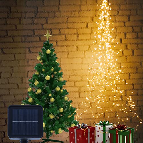 ANGMLN Solar Waterfall Fairy Bunch Lights Outdoor Waterproof,200 LEDs 8 Modes Watering Can Light (No Watering can), Solar Powered Firefly Moon Plants Christmas Tree Vines Decorations