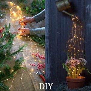 ANGMLN Solar Waterfall Fairy Bunch Lights Outdoor Waterproof,200 LEDs 8 Modes Watering Can Light (No Watering can), Solar Powered Firefly Moon Plants Christmas Tree Vines Decorations