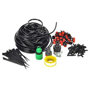 doitool garden irrigation drip system diy distribution tubing watering drip kit distribution tubing hose adjustable nozzles mist cooling irrigation system 25m for garden greenhouse patio lawn