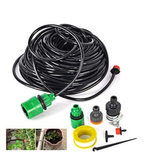 DOITOOL Garden Irrigation Drip System DIY Distribution Tubing Watering Drip Kit Distribution Tubing Hose Adjustable Nozzles Mist Cooling Irrigation System 25M for Garden Greenhouse Patio Lawn