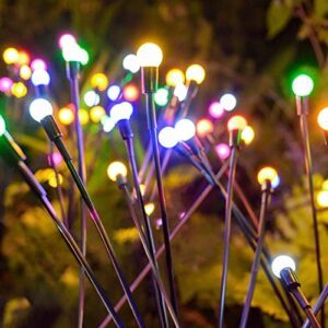 solar firefly lights, starburst swaying light，outdwaterproof solar garden light，color changing rgb 8 led lights for pathway, landscape, yard, patio, garden decor (2 pack)