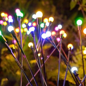 Solar Firefly Lights, Starburst Swaying Light，OutdWaterproof Solar Garden Light，Color Changing RGB 8 LED Lights for Pathway, Landscape, Yard, Patio, Garden Decor (2 Pack)