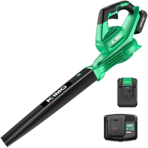 KIMO Electric Leaf Bblower, 200 CFM 170 MPH Lightweight Handheld Cordless Leaf Blower, 20V Leaf Blower Cordless with Battery and Charger, Small Leaf Blowers for Lawn Care, Yard | Patio| House |Jobsite