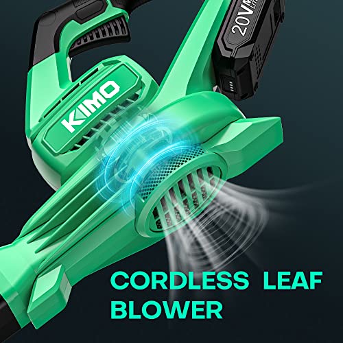 KIMO Electric Leaf Bblower, 200 CFM 170 MPH Lightweight Handheld Cordless Leaf Blower, 20V Leaf Blower Cordless with Battery and Charger, Small Leaf Blowers for Lawn Care, Yard | Patio| House |Jobsite