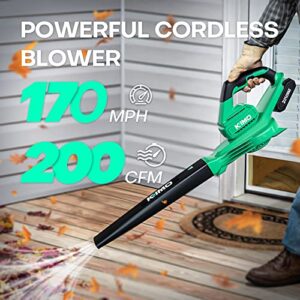 KIMO Electric Leaf Bblower, 200 CFM 170 MPH Lightweight Handheld Cordless Leaf Blower, 20V Leaf Blower Cordless with Battery and Charger, Small Leaf Blowers for Lawn Care, Yard | Patio| House |Jobsite