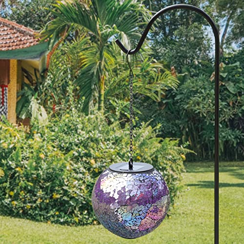 Solar Hanging Lantern Solar Outdoor Lanterns Mosaic Gazing Ball Outdoor Hanging Lights Outdoor Lights Waterproof Garden, Patio, Pathway & Yard Décor (Purple)