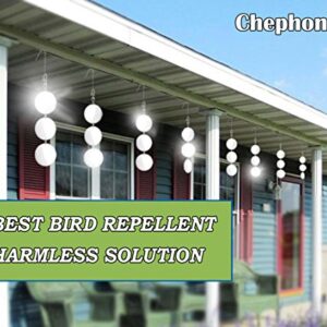 Chephon Upgraded Bird Scare Discs Set - Large 24 Discs- Highly Reflective Double-Sided Bird Reflectors, Better Bird Scare Devices to Keep All Birds Away Like Woodpecker and Pigeon