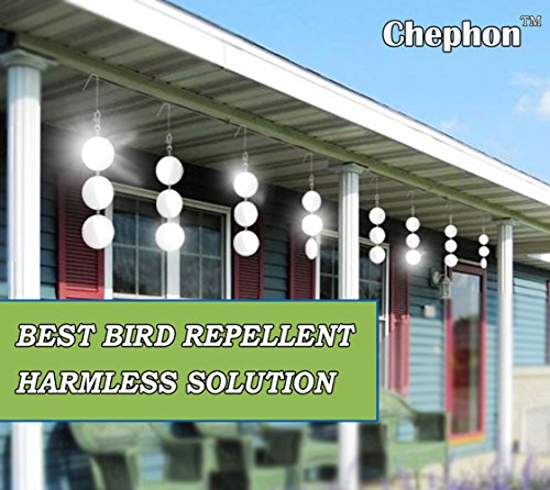 Chephon Upgraded Bird Scare Discs Set - Large 24 Discs- Highly Reflective Double-Sided Bird Reflectors, Better Bird Scare Devices to Keep All Birds Away Like Woodpecker and Pigeon