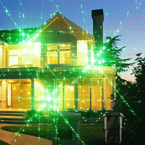 Outdoor Waterproof Laser Projector Light- Moving RGB 20 Patterns- with RF Remote Control and Timer, Perfect for Lawn, Party, Garden Decoration (Green)- NL69