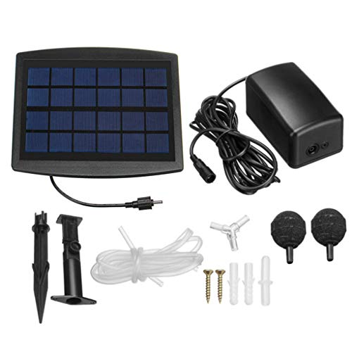 Lancoon Solar Powered Air Pump Kit, 2.5W Solar Panel, Air Pump, Air Hoses and Airing Stones for Garden Fish Tank Pool Fishing Pond