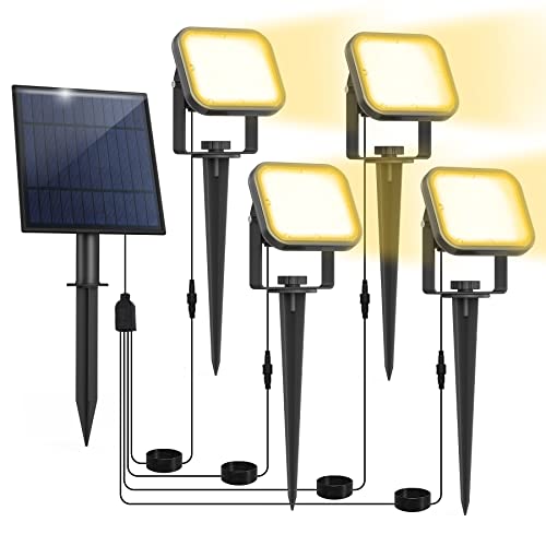 CREPOW Solar Spot Lights Outdoor, 20 LED IP65 Waterproof Solar Landscape Lights, Dusk-to-Dawn 3000K Warm White Solar Outdoor Lights for Yard Garden Driveway Porch Walkway, 4-in-1