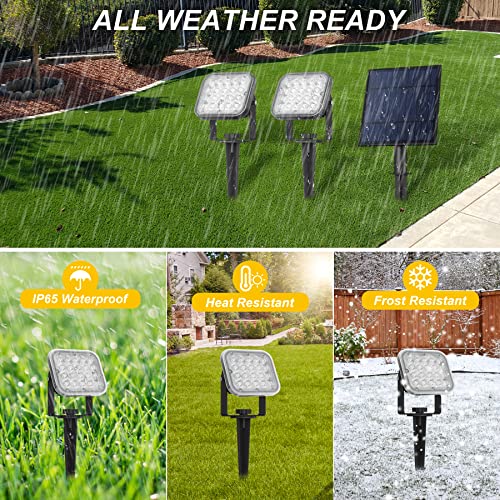 CREPOW Solar Spot Lights Outdoor, 20 LED IP65 Waterproof Solar Landscape Lights, Dusk-to-Dawn 3000K Warm White Solar Outdoor Lights for Yard Garden Driveway Porch Walkway, 4-in-1