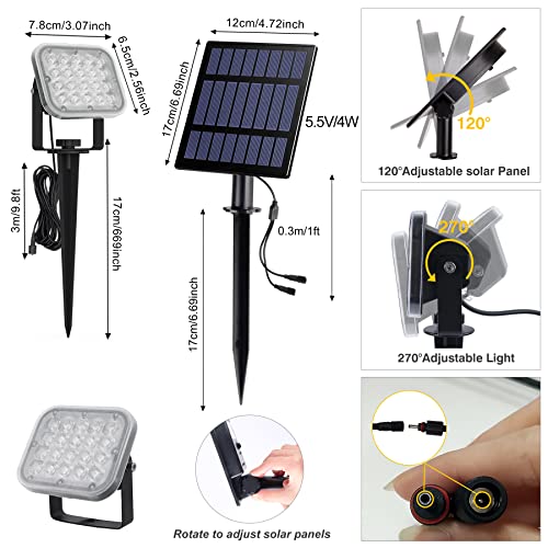 CREPOW Solar Spot Lights Outdoor, 20 LED IP65 Waterproof Solar Landscape Lights, Dusk-to-Dawn 3000K Warm White Solar Outdoor Lights for Yard Garden Driveway Porch Walkway, 4-in-1