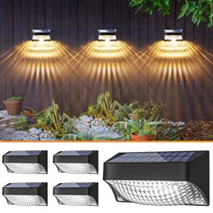 aulanto solar fence lights, 8 pack waterproof solar wall lights with rgb & warm white mode, 2 lighting effect decorative garden lights with auto on/off, perfect for fence, backyard, garden, patio.