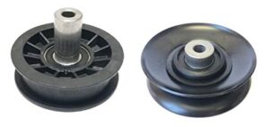 set of 2 pulleys, 1 compatible with craftsman poulan husqvarna v-idler pulley 127783 139245 532127783 532139245, 1 compatible with flat idler pulley 179114 532179114