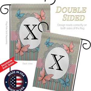 Breeze Decor X Initial Garden Flag Set Mailbox Hanger Monogram Friends Bugs & Frogs Butterfly Ladybugs Dragonfly Bee Springtime Insect Natural Wildlife House Yard Gift Double-Sided, Made in USA