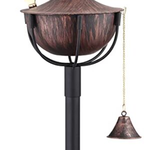 Legends Direct Maui Premium Metal Landscape Lantern Torches, 54" Tall- Tiki Style/w Snuffer, Fiberglass Wick & Large 32oz Oil Lamp for Outdoor, Patio, Garden, Lawn use and More (Brushed Bronze)