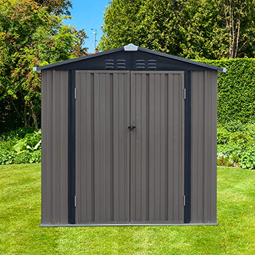 Outdoor Storage Sheds 6' x 4' Garden Storage House Utility Tool Shed for Lawn w/Lockable Door & Air Vent