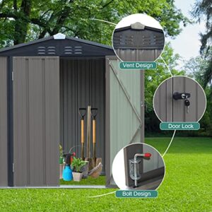 Outdoor Storage Sheds 6' x 4' Garden Storage House Utility Tool Shed for Lawn w/Lockable Door & Air Vent