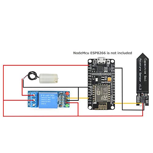 WayinTop Automatic Irrigation DIY Kit Self Watering System with Capacitive Soil Moisture Sensor 1 Channel 5V Relay Module and Water Pump + 1M Vinyl Tubing for Garden Plant Flower Herb Potted