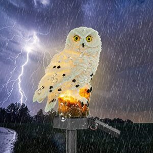 owl solar garden light – ip65 waterproof decorative with stake for outdoor yard pathway outside patio lawn decor scare birds away