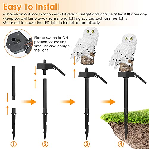 Owl Solar Garden Light - IP65 Waterproof Decorative with Stake for Outdoor Yard Pathway Outside Patio Lawn Decor Scare Birds Away