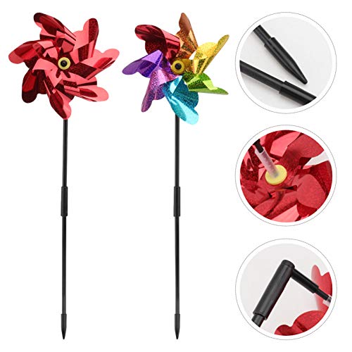 Cabilock 2pcs Bird Blinder Repellent Pinwheels Reflective Pinwheels Extra Sparkly Pin Wheels for Outdoor Garden Yard Decoration