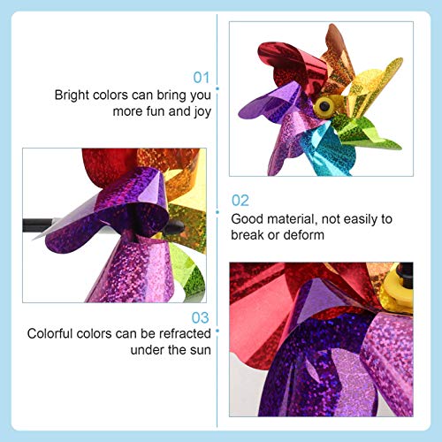 Cabilock 2pcs Bird Blinder Repellent Pinwheels Reflective Pinwheels Extra Sparkly Pin Wheels for Outdoor Garden Yard Decoration