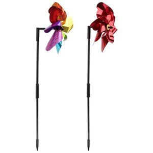 Cabilock 2pcs Bird Blinder Repellent Pinwheels Reflective Pinwheels Extra Sparkly Pin Wheels for Outdoor Garden Yard Decoration