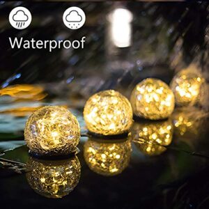 Bannad Garden Solar Lights, 2 Packs Cracked Glass Ball Waterproof Warm White LED for Outdoor Decor Decorations Pathway Patio Yard Lawn 6 Globe (3.9", 4.7", 5.9")