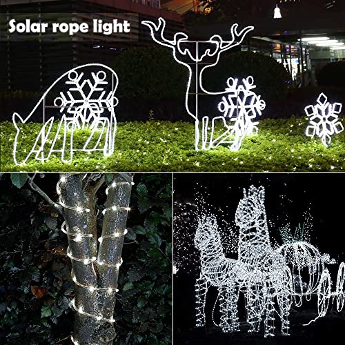 Solar Rope Lights, 66 Feet 200 LED 8 Modes Solar Rope String Lights Outdoor Fairy Lights Rope Waterproof Tube Lights with Solar Panel for Outdoor Indoor Home Decoration Garden Patio Parties