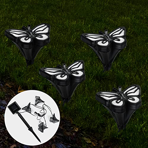 Solar Lights Outdoor Decorative Butterfly Solar Pathway Lights Garden Decor LED Yard Decor (Cool White - Set of 4)