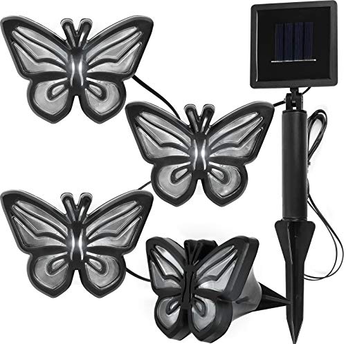 Solar Lights Outdoor Decorative Butterfly Solar Pathway Lights Garden Decor LED Yard Decor (Cool White - Set of 4)