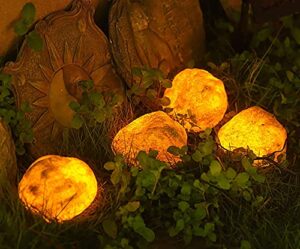 solar garden lights outdoor simulation stone lamp waterproof landscape night lights for lawn/patio/path four stones