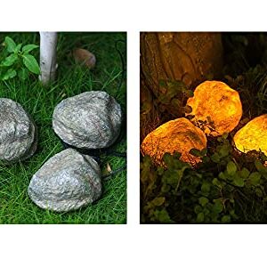 Solar Garden Lights Outdoor Simulation Stone lamp Waterproof Landscape Night Lights for Lawn/Patio/Path Four Stones