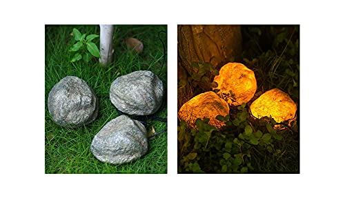 Solar Garden Lights Outdoor Simulation Stone lamp Waterproof Landscape Night Lights for Lawn/Patio/Path Four Stones