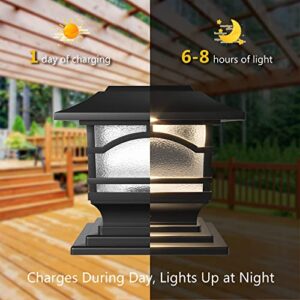 Davinci Lighting Premium Solar Outdoor Post Cap Lights - 4x4 5x5 6x6 - Bright LED Light for Fence Deck Garden or Patio Posts - Slate Black (1 Pack)
