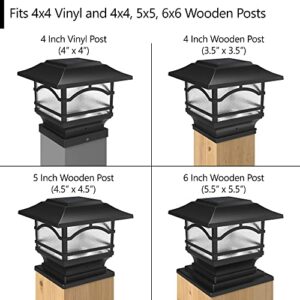 Davinci Lighting Premium Solar Outdoor Post Cap Lights - 4x4 5x5 6x6 - Bright LED Light for Fence Deck Garden or Patio Posts - Slate Black (1 Pack)