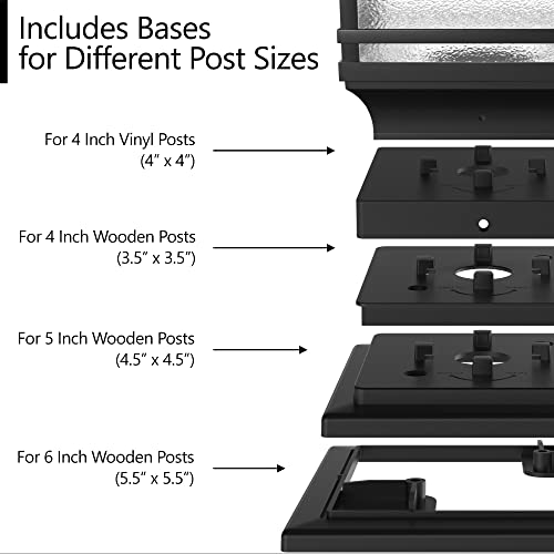 Davinci Lighting Premium Solar Outdoor Post Cap Lights - 4x4 5x5 6x6 - Bright LED Light for Fence Deck Garden or Patio Posts - Slate Black (1 Pack)