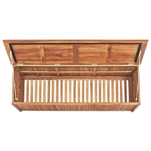 GOTOTOP Deck Box in Solid Teak Wood, Wooden Patio Storage Box Container, Garden Backyard Storage Bench for Outdoor Cushions Garden Tools,59.1"x19.7"x22.8"
